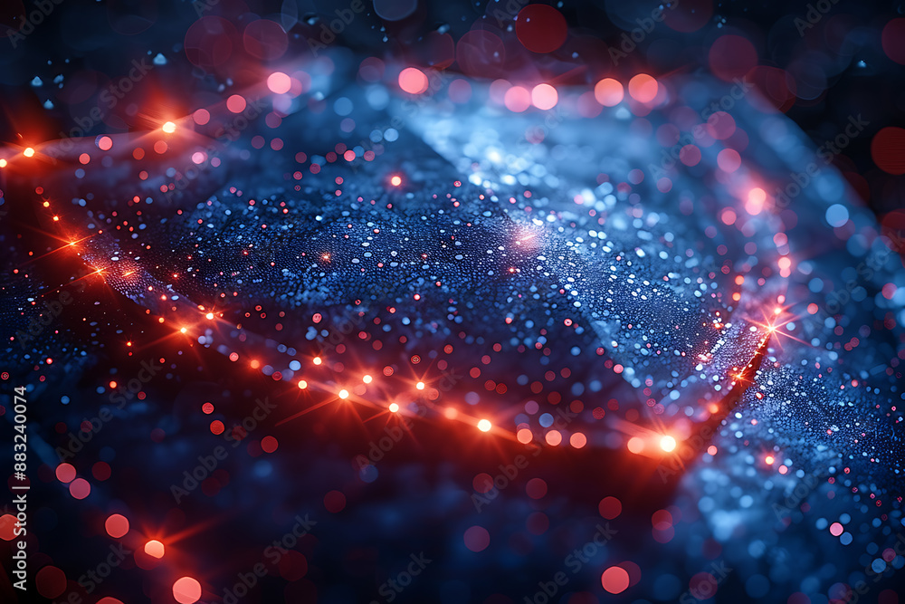 Fototapeta premium shield depicted in the wireframe style on a dark blue background