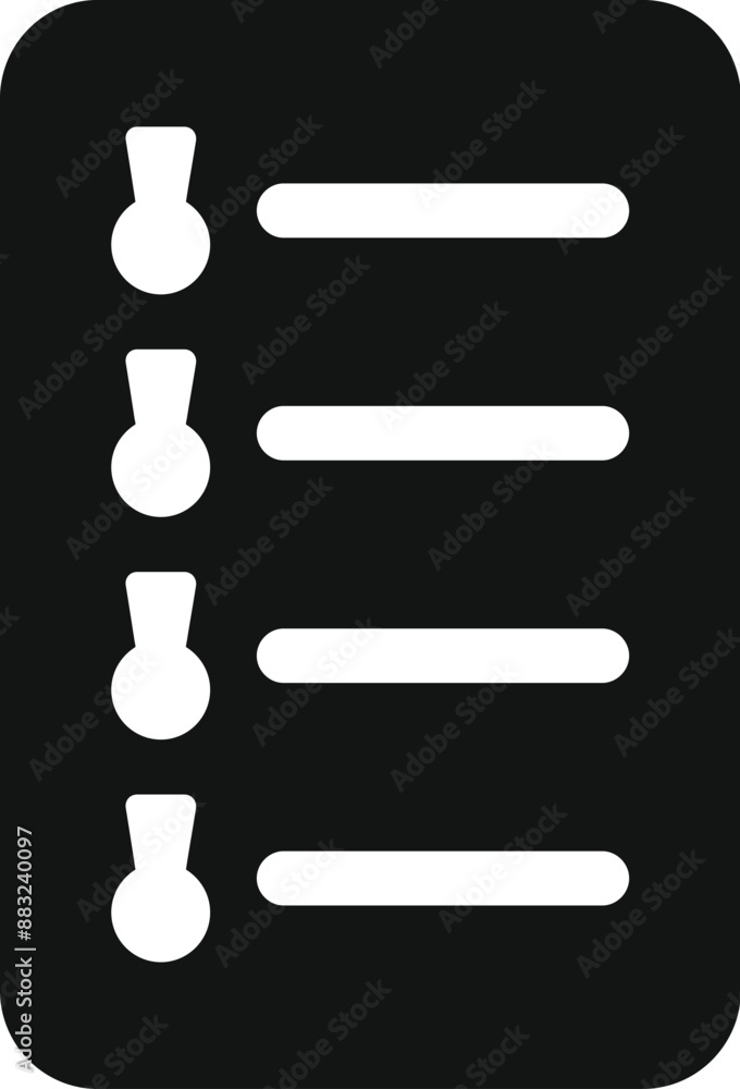 Simple black and white icon showing a checklist with tasks completed Simple black and white icon showing a checklist with tasks completed