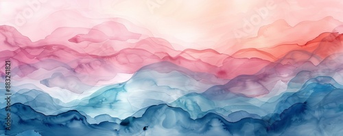 Abstract watercolor texture with blended pastel hues and fluid shapes, ideal for artistic backgrounds and dreamy, ethereal designs.,