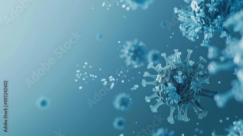 Group of floating viruses on gradient blue background