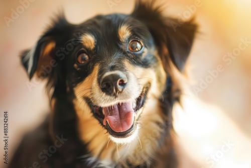 Wallpaper Mural joyful portrait of a dog with expressive eyes and a big smile soft bokeh background warm lighting enhancing the pets happy expression Torontodigital.ca