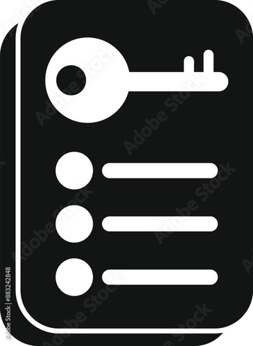Black icon of a keycard showing a list of access points for a secure area