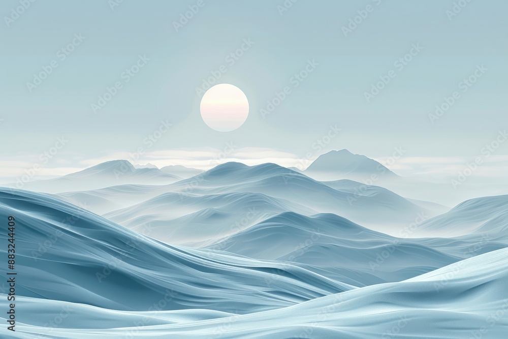 Fototapeta premium Winter Sun Over Snowy Peaks