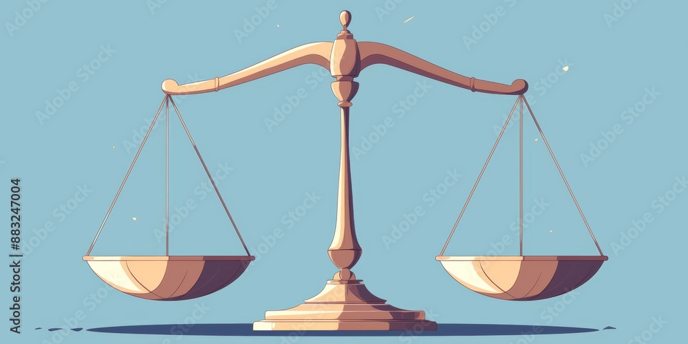 Empty Justice Scale on Simple Blue Background with Space for Avatar. Ideal as an Icon or Logo for Educational Websites Emphasizing Balance Empty Justice Scale on Simple Blue Background with Space for Avatar. Ideal as an Icon or Logo for Educational Websites Emphasizing Balance