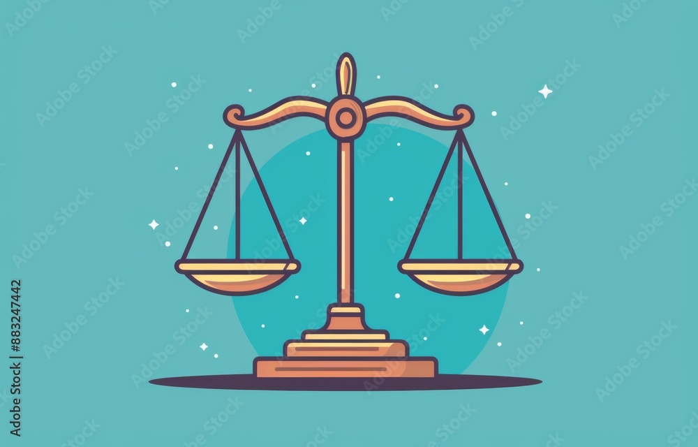 Justice Scales Against Blue Background. Simple and Impactful Design with Clean Lines for Law Education and Research Justice Scales Against Blue Background. Simple and Impactful Design with Clean Lines for Law Education and Research