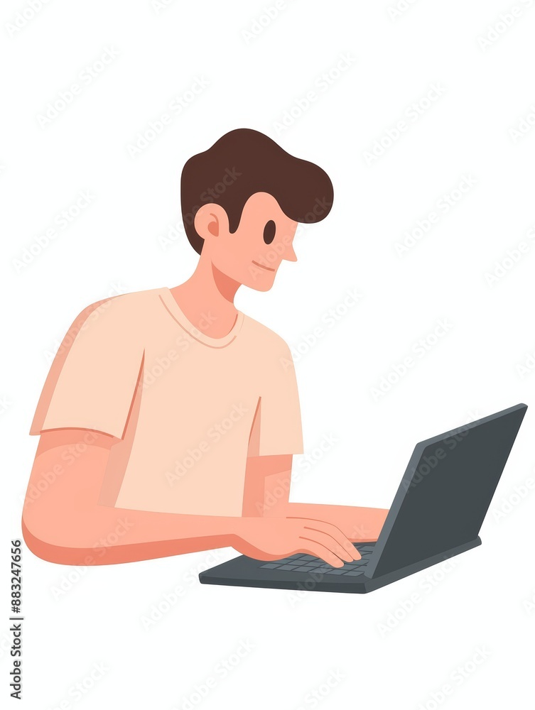 Remote Work Concept, Freelancer Typing on Laptop Generative AI Remote Work Concept, Freelancer Typing on Laptop Generative AI