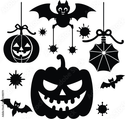 hallowen ornament illustration. oliday, halloween, october, scary, horror, pumpkin,happy halloween,halloween background