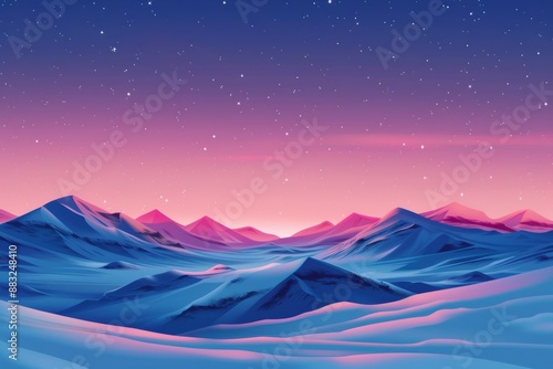 Snowy Peaks Under a Starry Dusk © nik_yurginson