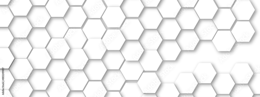 Vector technology background with hexagon concept design. Embossed Hexagon , honeycomb white shadow. Luxury White 3D futuristic honeycomb mosaic white background. Vector technology background with hexagon concept design. Embossed Hexagon , honeycomb white shadow. Luxury White 3D futuristic honeycomb mosaic white background.