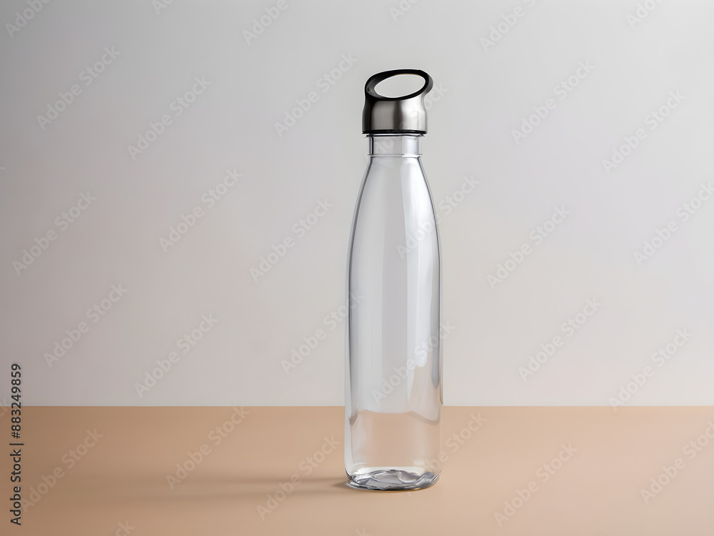 A reusable water bottle with a sleek design on a white background A reusable water bottle with a sleek design on a white background