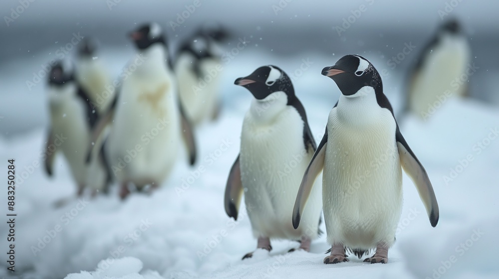 Fototapeta premium Two penguins on the rocks