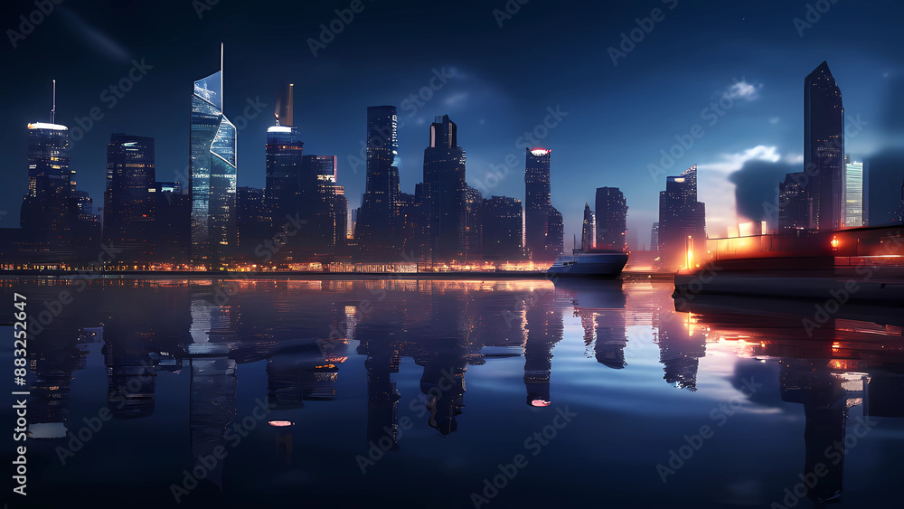 Obraz premium city skyline at night