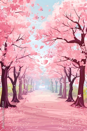 scenic sakura trees banner background