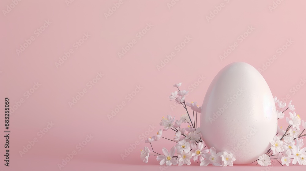 A duck egg adorned with delicate flowers, set against a pastel background, placed on the right side, high-resolution photo, realistic photo, cinematography, hyper realistic A duck egg adorned with delicate flowers, set against a pastel background, placed on the right side, high-resolution photo, realistic photo, cinematography, hyper realistic