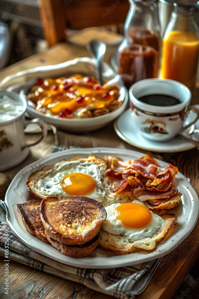 Delicious American Breakfast Eggs and Bacon Delight Delicious American Breakfast Eggs and Bacon Delight