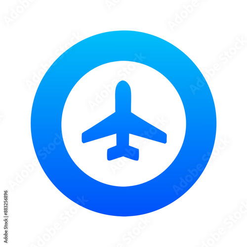 Circle with Airplane Icon 