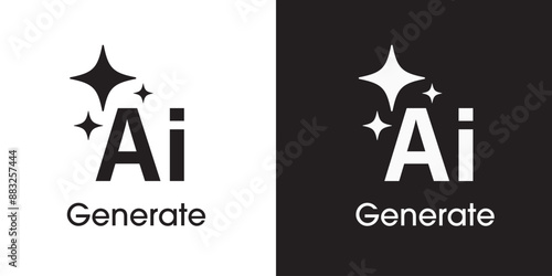 Ai generated icon. AI star icon. Tools for generate from the text. Computer help assistant. Large data processing concept. Icon element design for app and web. Vector illustration.