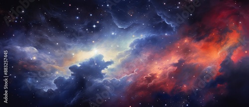 Night sky with stars and nebula. Space background.