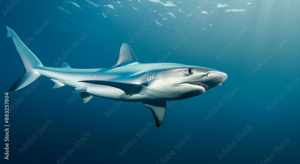 Fototapeta premium Blue shark swimming underwater