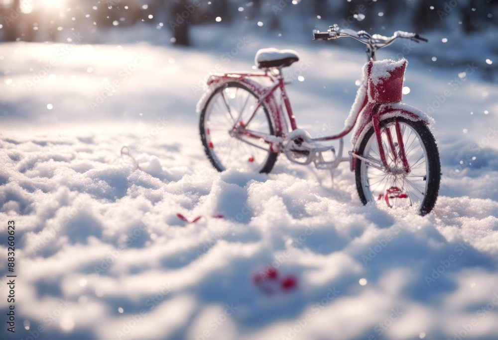 banner snow ice cool bokeh day cold winter love holiday background nature arts bikeh red frost nubes valentine