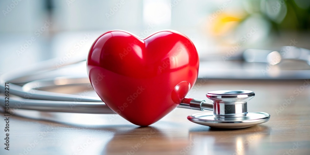 Heart Health Checkup Stethoscope and Red Heart on Wooden Table, medical, health, stethoscope, heart Heart Health Checkup Stethoscope and Red Heart on Wooden Table, medical, health, stethoscope, heart