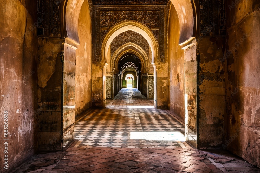 Fototapeta premium Inside the rock-hewn churches of Lalibela, Ethiopia. Beautiful simple AI generated image in 4K, unique.