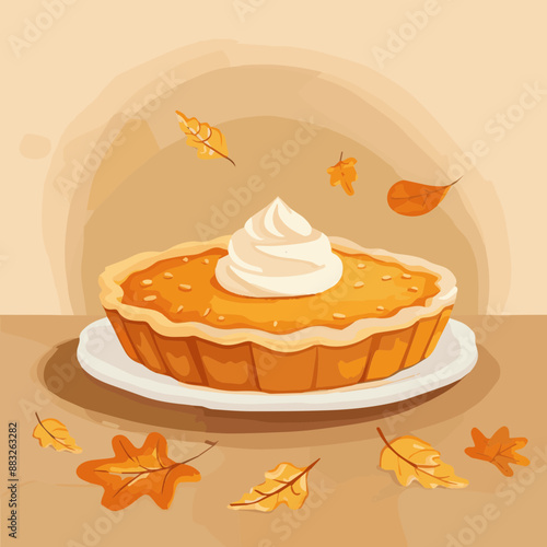 Cute Cartoon Pumpkin Pie Icon