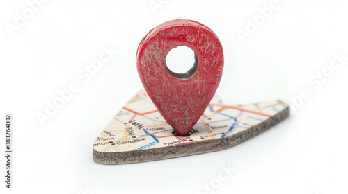 Simple map pointer pin isolated on a white background, clear and concise. photo