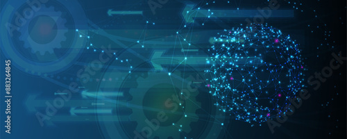 Neural network concept. Connected cells with links. High technology process. Abstract futuristic background. Vector art.