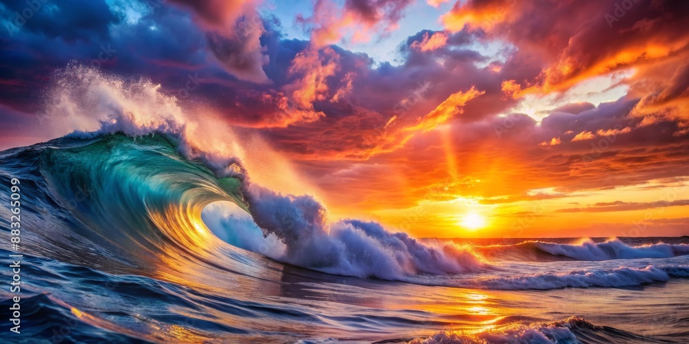 Ocean Sunset Wave, Vibrant colors, crashing waves, golden light, sunset, ocean, wave Ocean Sunset Wave, Vibrant colors, crashing waves, golden light, sunset, ocean, wave