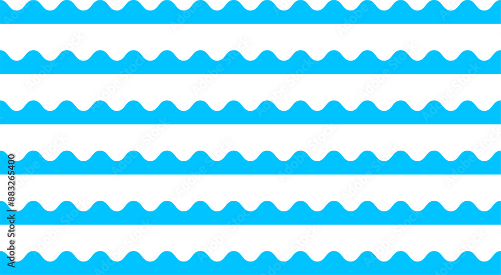 Water wave, sea wave. Wavy line. Seamless marine decoration pattern background. Vector ocean wave shape. Water logo, symbol or sign vector collection. Water wave, sea wave. Wavy line. Seamless marine decoration pattern background. Vector ocean wave shape. Water logo, symbol or sign vector collection.
