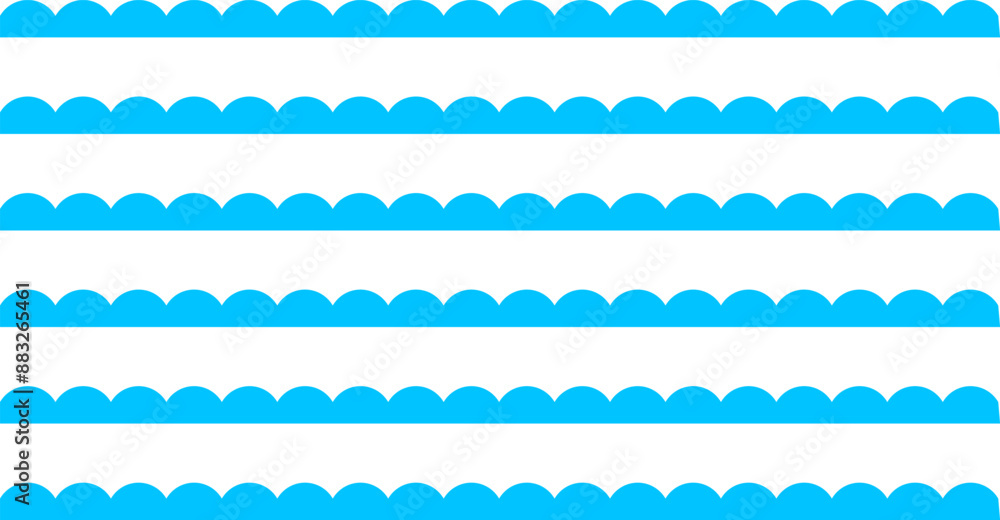 Water wave, sea wave. Wavy line. Seamless marine decoration pattern background. Vector ocean wave shape. Water logo, symbol or sign vector collection. Water wave, sea wave. Wavy line. Seamless marine decoration pattern background. Vector ocean wave shape. Water logo, symbol or sign vector collection.