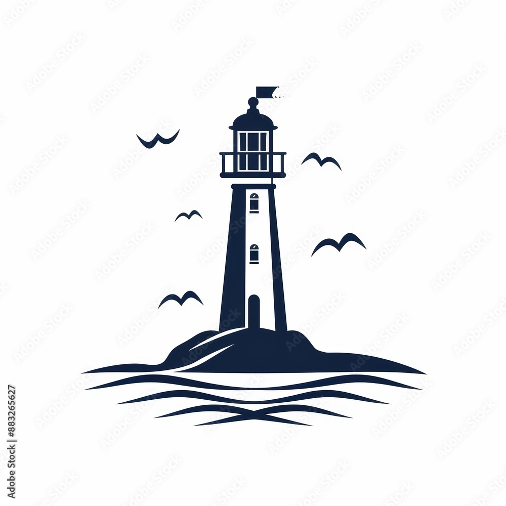 Modern Lighthouse Logo on White Background Generative AI Modern Lighthouse Logo on White Background Generative AI