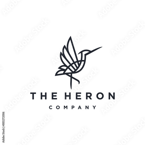 heron pelican stork logo line art line outline monoline icon design stock gulf bird coast beach illustration abstract ibis logo