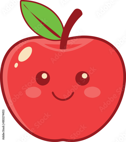 Wallpaper Mural simple-apple-smiling-with-flat-color vector art Torontodigital.ca