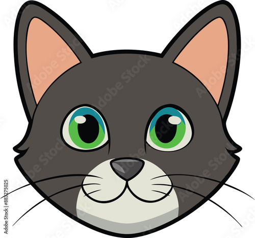 simple-cat-head-with-flat-color vector art