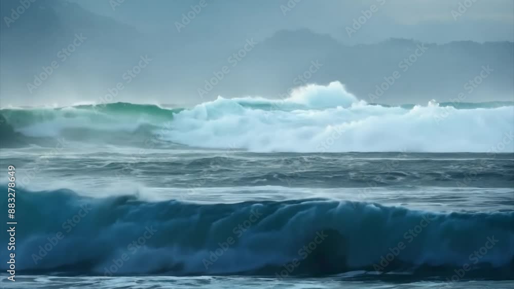 Massive ocean waves crashing in stormy sea. Massive ocean waves crashing in stormy sea.