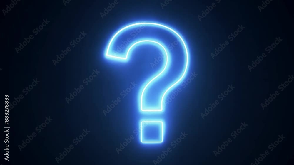 Glowing neon question mark on dark background. Glowing neon question mark on dark background.