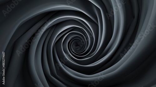 A spiral of black fabric with a dark color