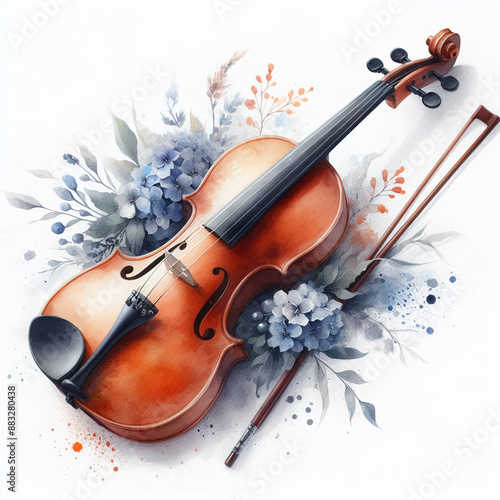Wallpaper Mural 흰 배경, 바이올린, 수채화 (white background, violin, water colour) Torontodigital.ca