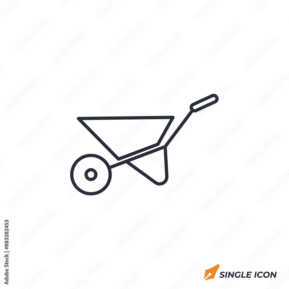 Wheelbarrow icon vector illustration. Wheelbarrow symbol isolated on white background Wheelbarrow icon vector illustration. Wheelbarrow symbol isolated on white background