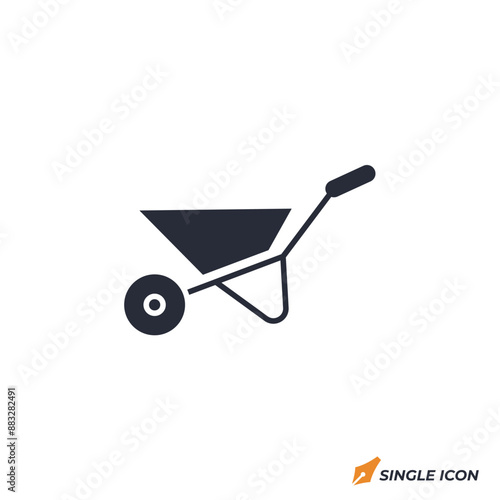 Wheelbarrow icon vector illustration. Wheelbarrow symbol isolated on white background