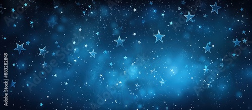 Sparkling blue night sky background with glowing stars. Perfect for Christmas, holiday, and festive designs. © pector