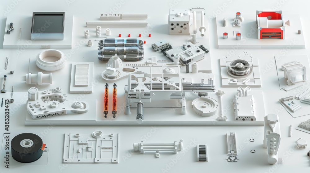 Close up of a 3D printer creating a building model. Rapid prototyping. creating scale models using 3D printing and designs. Close up of a 3D printer creating a building model. Rapid prototyping. creating scale models using 3D printing and designs.
