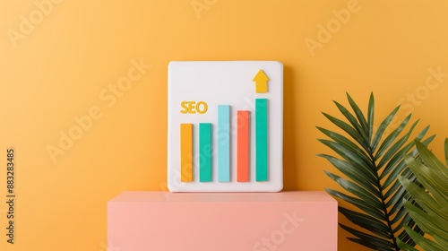 Soft pastel background with effective SEO graphs, representing successful campaigns, flat design illustration, high-resolution photo, realistic photo, cinematography