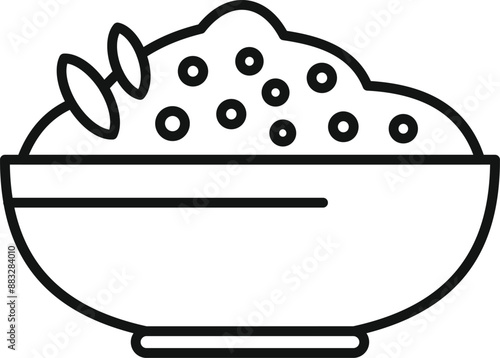 Line art icon of a healthy breakfast option featuring a bowl of oatmeal porridge topped with berries