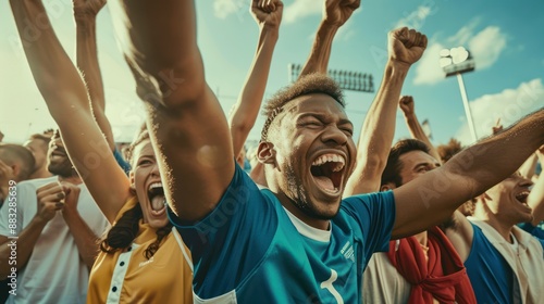Wallpaper Mural Team of athletes celebrating victory in sports competition Torontodigital.ca