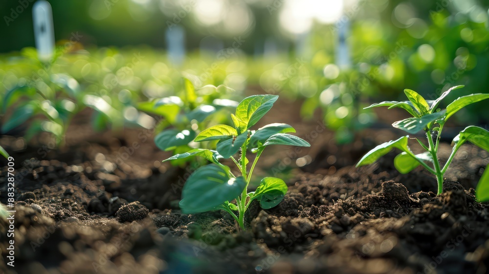 Tree saplings are emerging from the soil. Tree saplings are emerging from the soil.