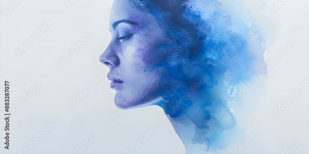 Watercolor painting depicting the mental health connection in bipolar disorder. Concept Mental Health Awareness, Bipolar Disorder, Watercolor Art, Emotional Connection, Art Therapy Watercolor painting depicting the mental health connection in bipolar disorder. Concept Mental Health Awareness, Bipolar Disorder, Watercolor Art, Emotional Connection, Art Therapy