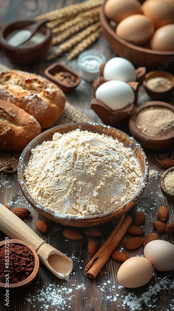 Baking Ingredients and Pastries Painting Baking Ingredients and Pastries Painting